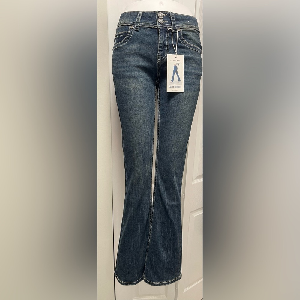 Gemma Rae Embellished Mid Rise Curvy Boot Cut 11
